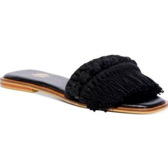 Silvia Cobos Women S Candy Fringe Flat Sandals - Black - Picture 1 of 8